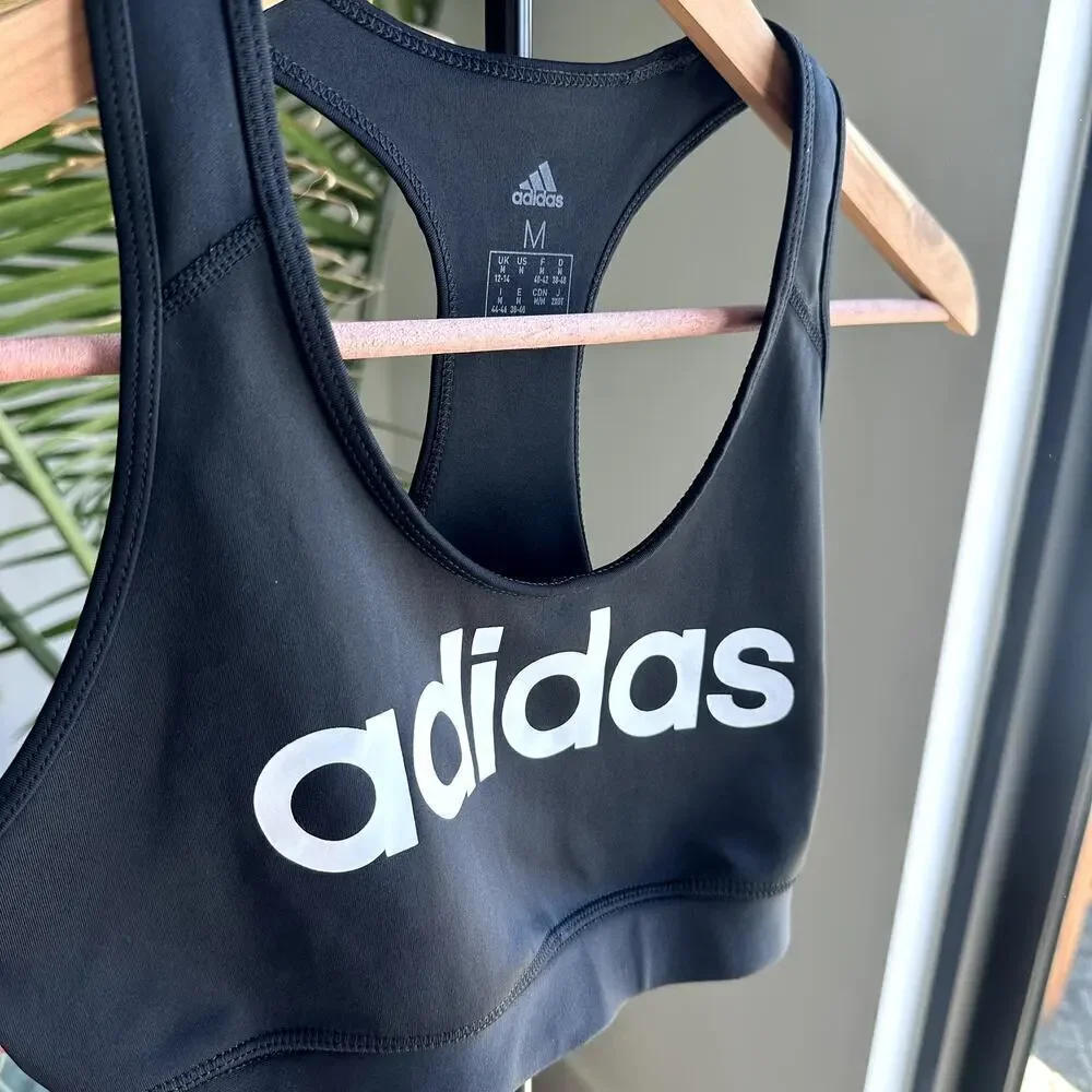 Adidas Climalite Black Racerback Sports Bra M Gym Activewear Running